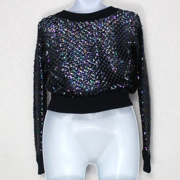 Vintage Anthony Muto AM/PM Sequin Knit Top Size M Iridescent Weaved Pattern - Picture 3 of 6